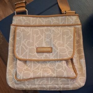 Calvin Klein Beige and Brown Crossbody Bag